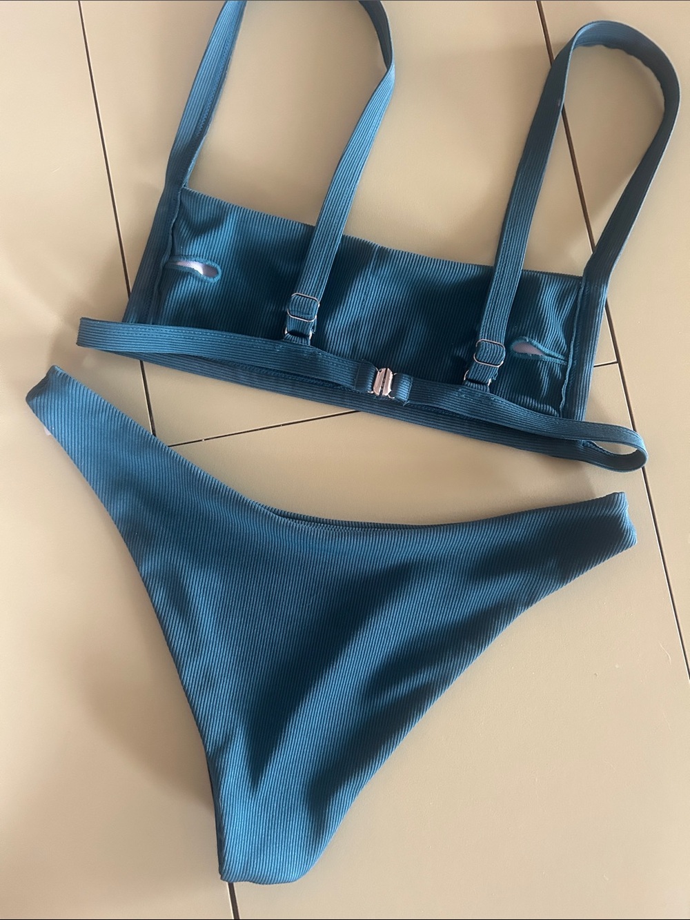Teal Ribbed Bikini Set - Picture 4 of 5